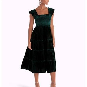 HILL HOUSE Green Velvet Ellie Nap Dress XS